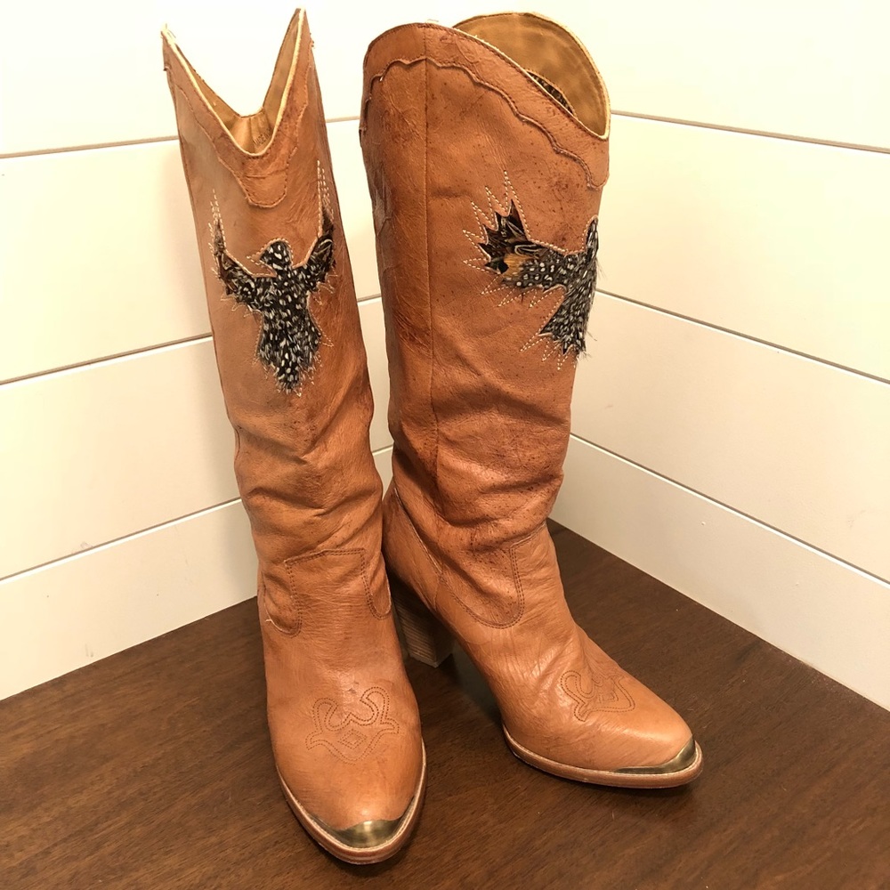 💥SALE Sam Edelman Feather Eagle Cowboy Boots Heel
